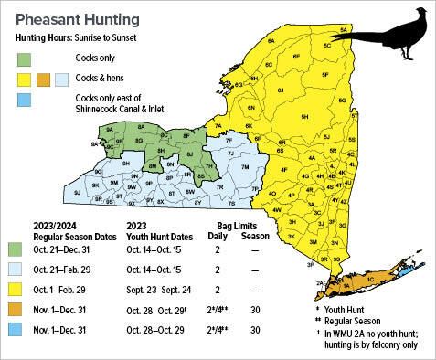Map of Pheasant Hunting Seasons in New York