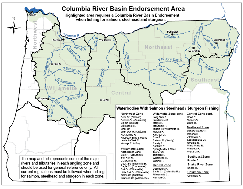 Map of Columbia River Basin Endorsement Area