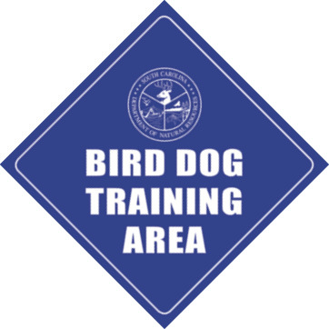 Image of a South Carolina Department of Natural Resources Bird Dog Training Area sign.