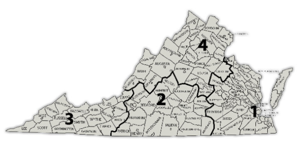 Virginia map of regions.