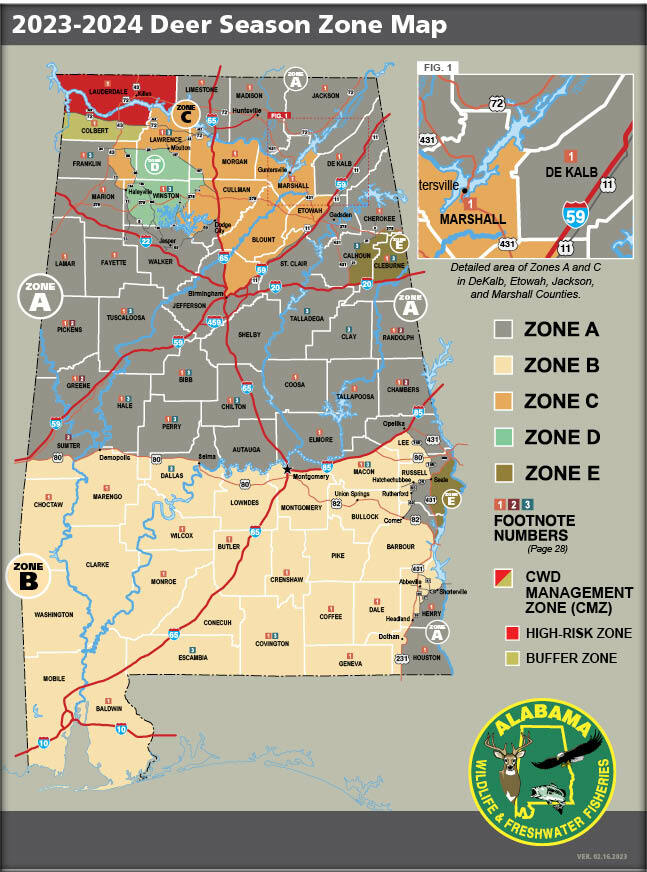Alabama Deer Season Zone Map