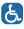 International Symbol of Access showing a person in a wheelchair on a blue background.
