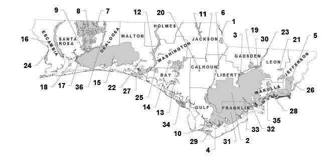 Florida Wildlife Management Area Northwest Region Map
