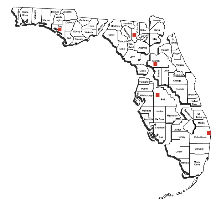 Florida Regions Map with Regional Offices