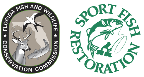 Florida Fish and Wildlife Conservation Commission logo alongside the Sport Fish Restoration logo, representing conservation and fisheries funding programs.