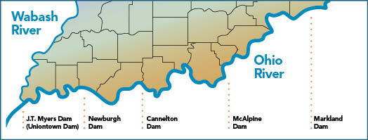 Map showing Dan locations along the Ohio River.