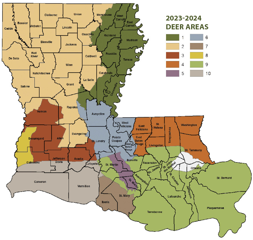 Deer Hunting Areas Map Louisiana Hunting eRegulations