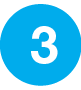 Blue circular icon with the number three, indicating step three or the third item in a sequence.