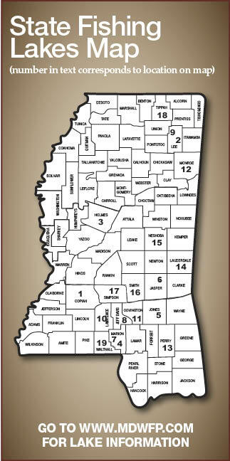 Mississippi State Fishing Lakes Map