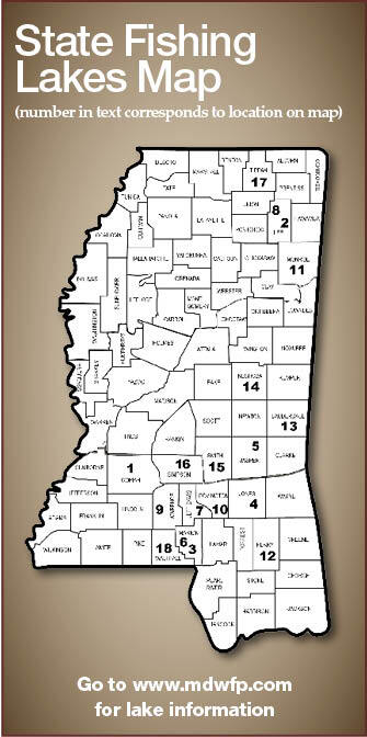 Mississippi State Fishing Lakes Map
