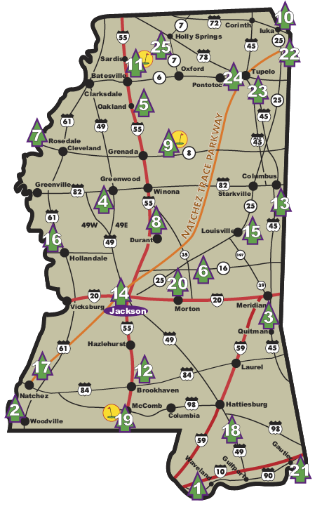 Mississippi State Park Map
