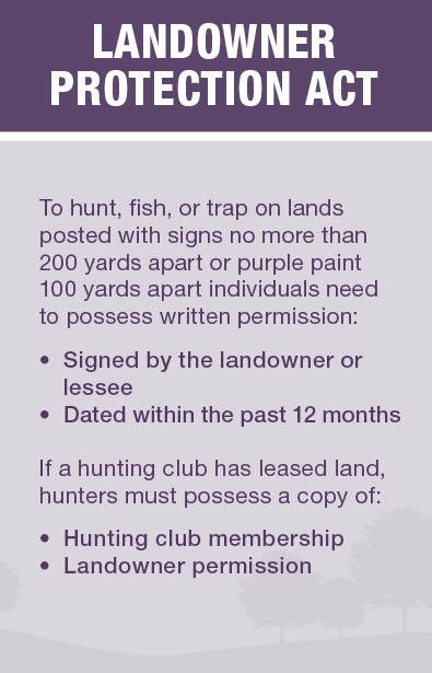 Land Owner Protection Act about hunting on posted land.