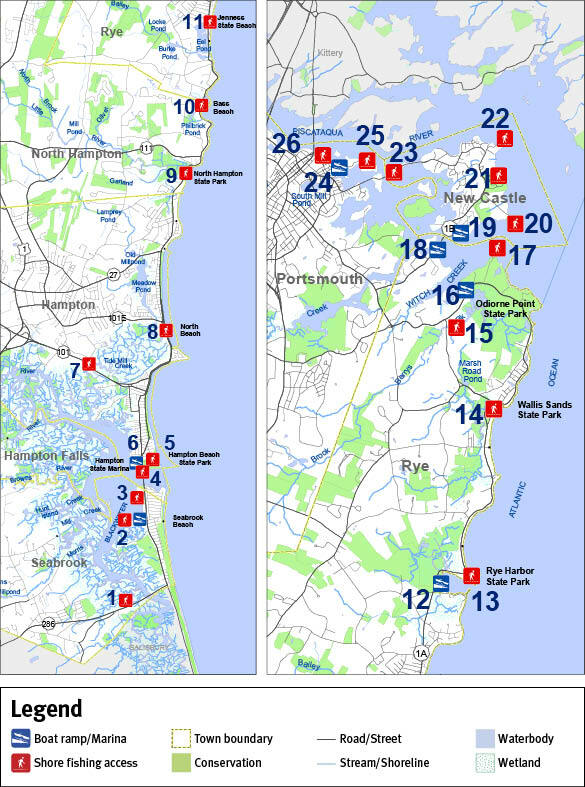 New Hampshire Coastal Access Sites Map