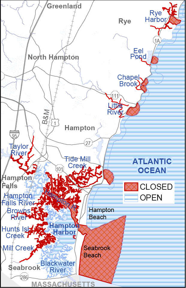New Hampshire Coast Shellfish Open/Closed Areas Map