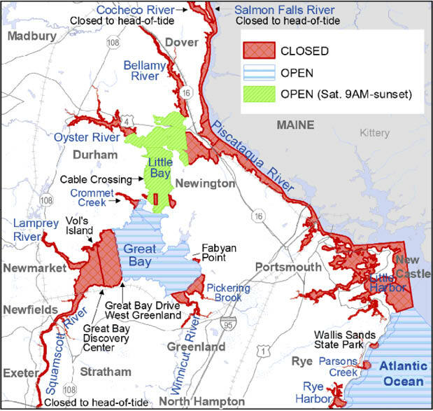 Great Bay Shellfish Open/Closed Areas Map