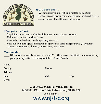 New Jersey State Federation of Sportsmen's Clubs membership form