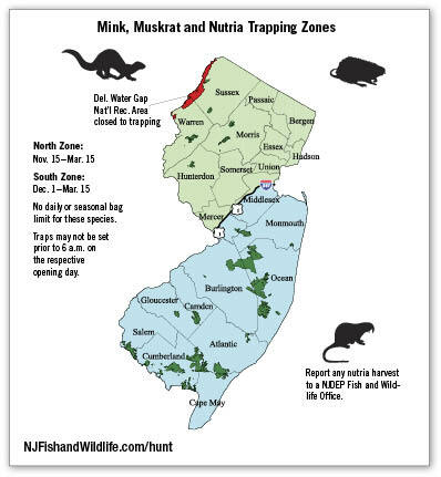 Map of Mink, Muskrat and Nutria Trapping Zones