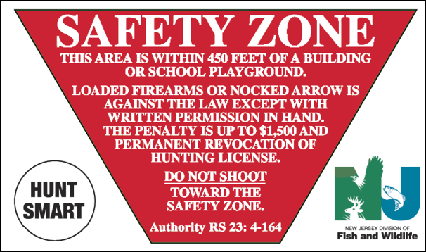 Safety Zone Sign for Hunting in New Jersey