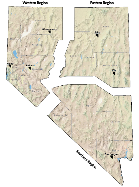 Nevada Department of Wildlife Regional Offices Map