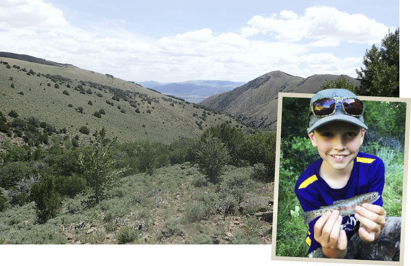Central Nevada Landscape and Boy Holding Trout