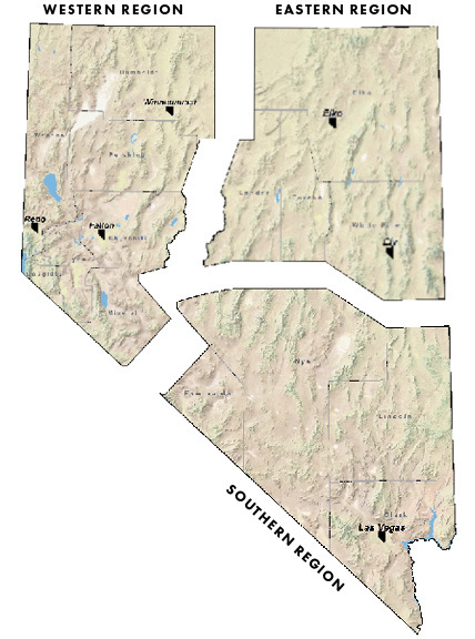 Nevada Wildlife Regional Offices Map