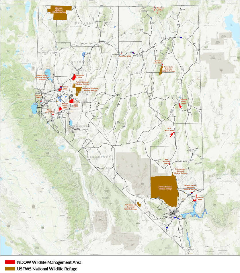 Map of Nevada NDOW Wildlife Management Areas