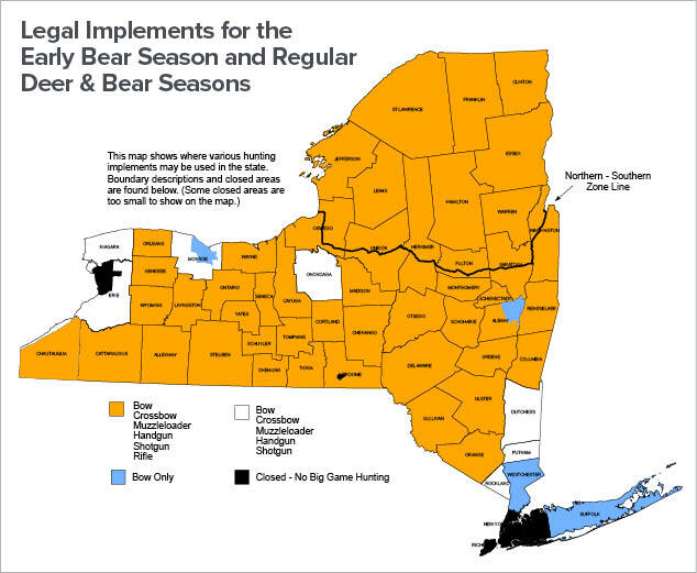 Big Game Boundary Descriptions/Legal Implements New York Hunting