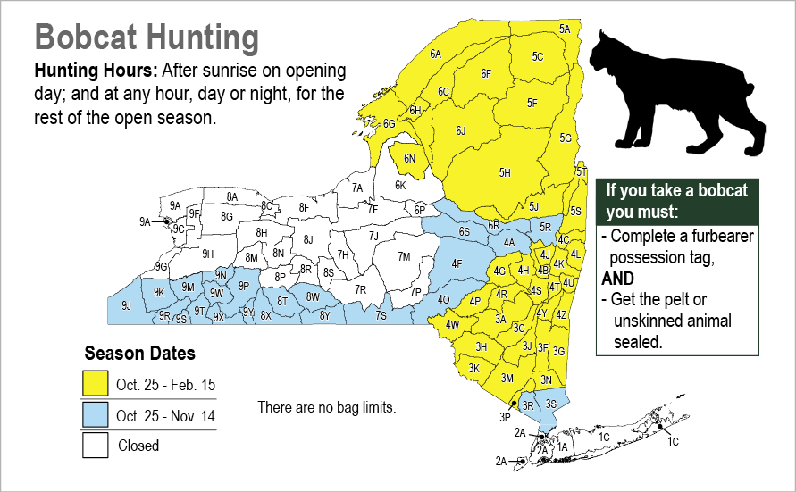 Map of New York Bobcat Hunting Seasons