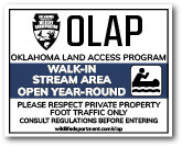 OLAP Walk-in Fishing Area – Annual Access sign.