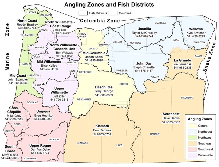 Angling Zones & Districts Map