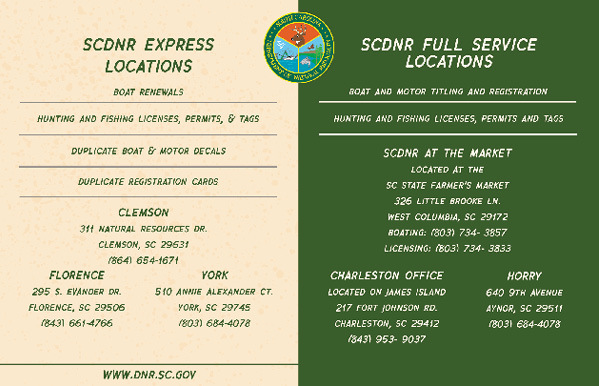 SCDNR Full service locations PSA