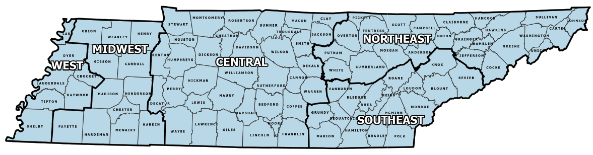 Map of Turkey Management Units in Tennessee