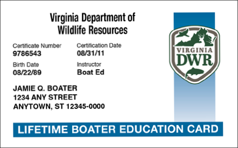 Virginia Lifetime Boater's Card