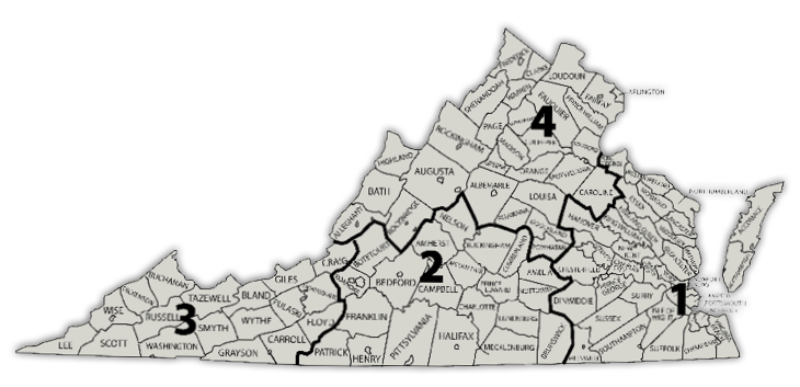 Map of Virginia Regions