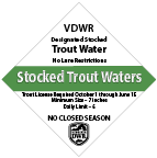 Stocked trout waters sign.