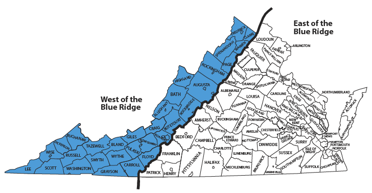 Map of East and West of the Blue Ridge
