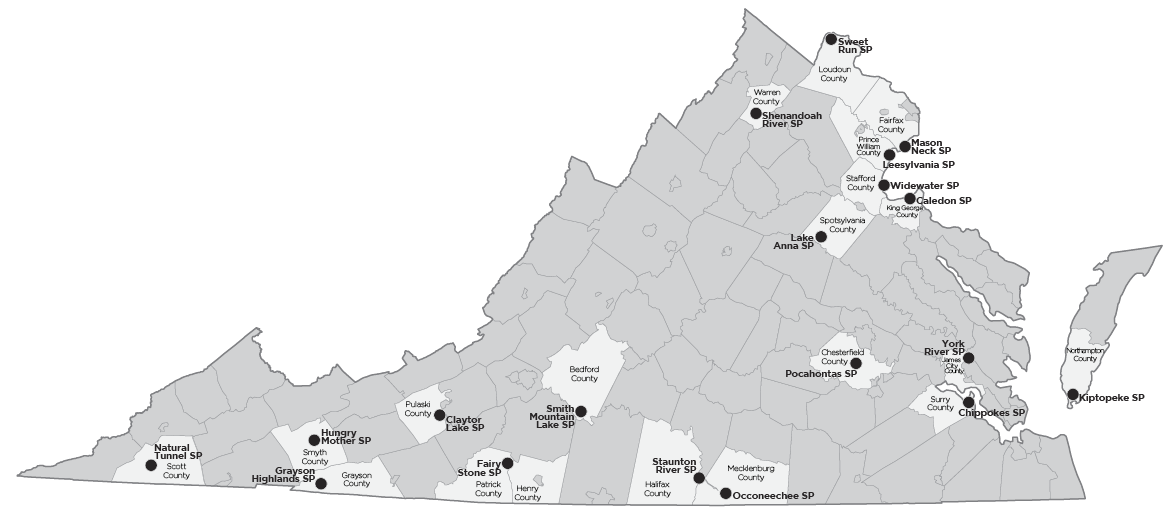 Map of State Parks in Virginia