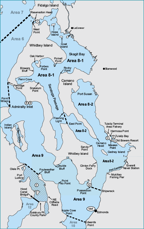 Map of Marine Areas 8-1, 8-2, 9