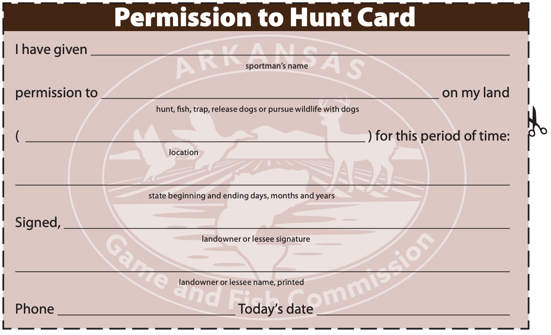 Permission to Hunt Card