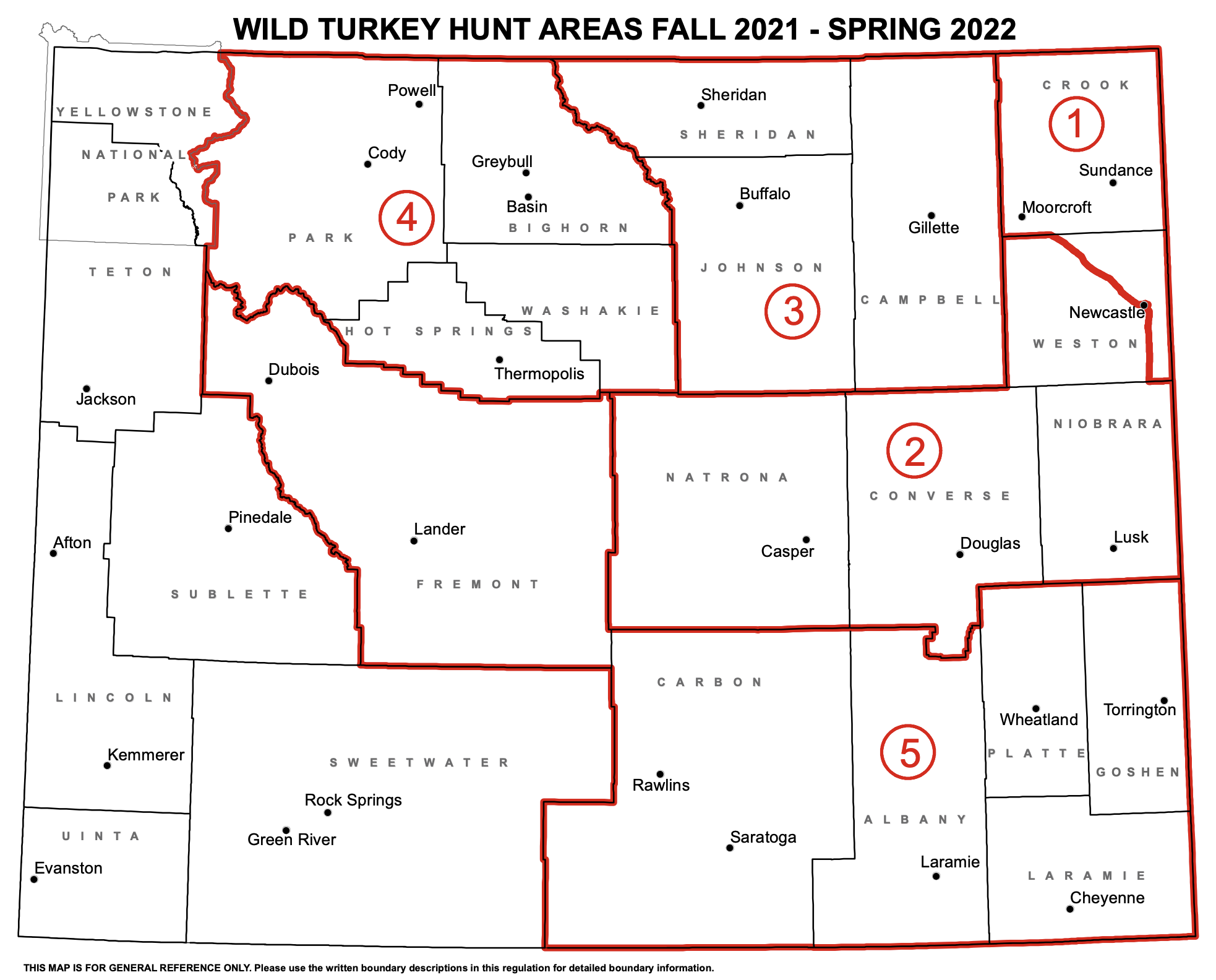 Wyoming Hunting Turkey Map